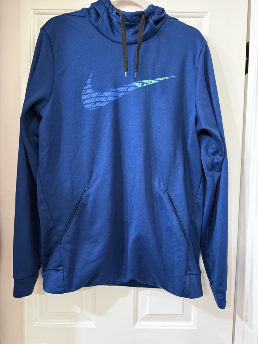 Nike Men’s Blue Crewneck Hoodie with Swoosh - Large